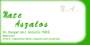 mate aszalos business card