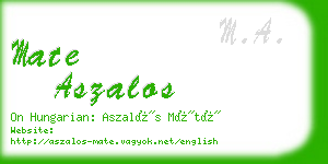 mate aszalos business card